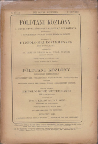 Fldtani kzlny 1920/1-12. fzet (egy ktetben)