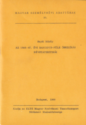 Hajd Mihly - Az 1646-47. vi Bandinus-fle sszers nvstatisztiki