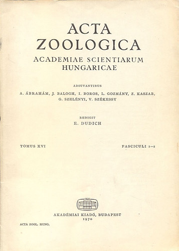 Acta Zoologica (A Magyar Tudomnyos Akadmia zoolgiai kzlemnyei)- Tomus XVI., Fasciculi 1-2.