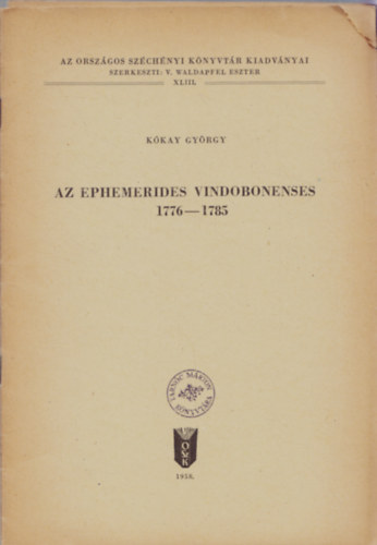 Az Ephemerides Vindobonenses 1776-1785