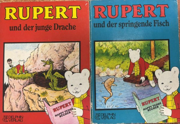 2 db Rupert Happy Teddy B�cher: Rupert und der junge Drache + Rupert und der springende Fisch