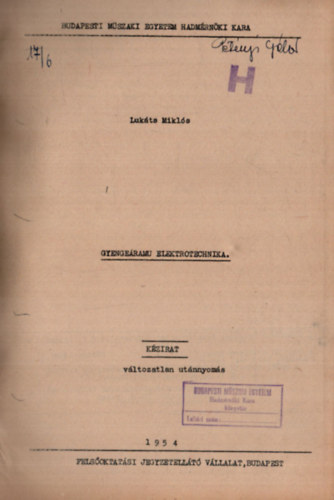 Gyenge�ram� elektrotechnika (1954)