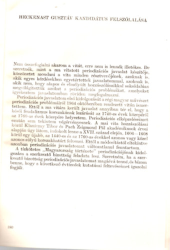Heckenast Gusztv felszlalsa - Vita a feudlis kori magyar trtnelem periodizcijrl - Klnlenyomat