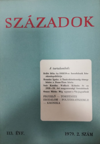 Szzadok 1979/2. (A Magyar Trtnelmi Trsulat kzlnye)