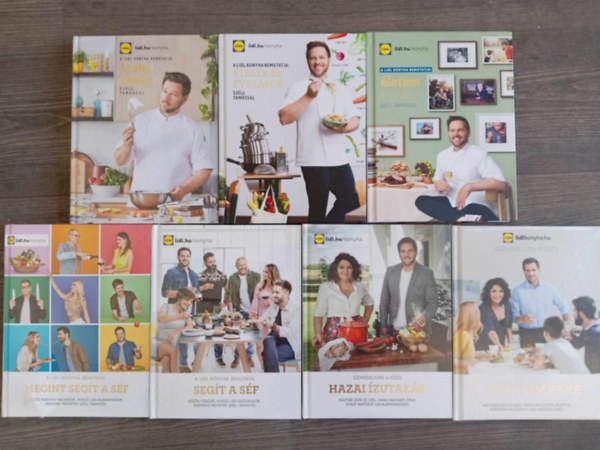 7 db Lidl szakcsknyv: Az tel iskolja / telek s vszakok / letem telei / A fzs mindenki / Hazai zutazs / Segt a sf / Megint segt a sf /