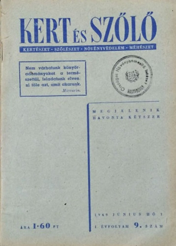 Kert s Szl - I. vf. 9., 11-12. sz. (1949. jnius-jlius)
