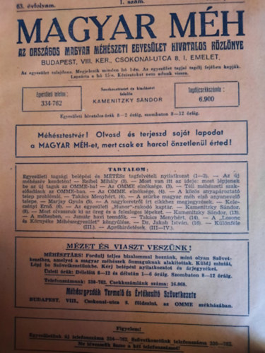 Magyar mh 63. vfolyam, 64. vfolyam