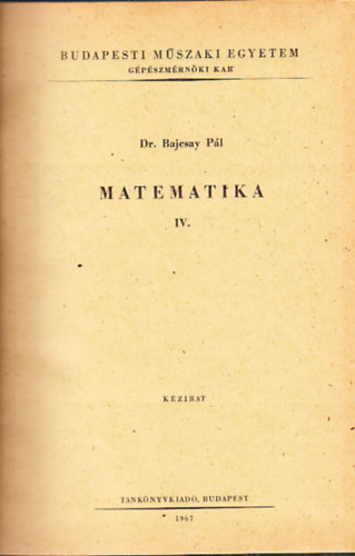 Matematika IV.
