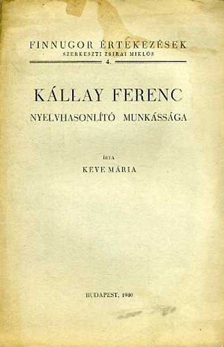 Kllay Ferenc nyelvhasonlt munkssga