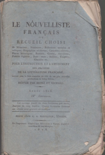 Le Nouvelliste No. IX. (Francais ou Recueil Choisi)