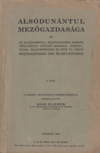Als�dun�ntul mez�gazdas�ga (I. k�tet)