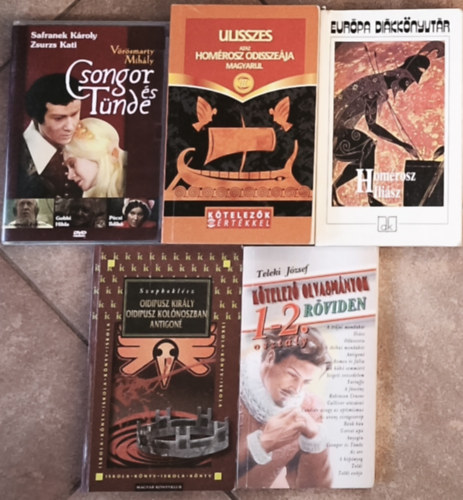 4db k�telez� olvasm�nyokkal kapcsolatos m� + aj�nd�k DVD - Ili�sz, Od�sszeia, Oidipusz kir�ly-Oidipusz Kol�noszban-Antigon�, K�telez� olvasm�nyok r�viden-Gimn�zium 1-2. oszt�ly + Csongor �s T�nde