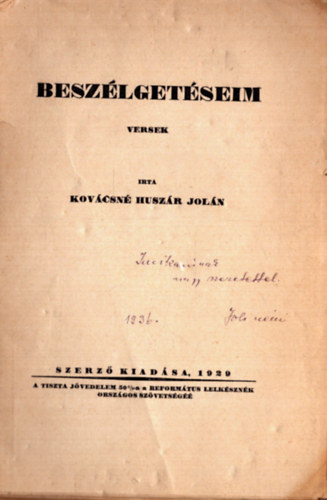 Beszlgetsek - Versek (dediklt) 1929