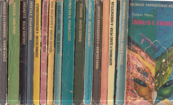 15 db. magyar szerz�j� Kozmosz fantasztikus k�nyvek (T�k�rajt� a tengerben + A sebezhetetlen + Sempiternin + A leghosszabb �jszaka + Atle�ntisz + Vashold + A k�k sziget + Holdb�li D�vid + A galaktika urai + Az endog�n exped�ci� + A bold