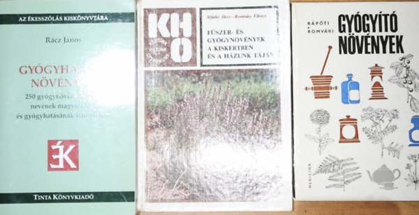3db gy�gyn�v�nyekkel kapcsolatos m� - R�p�ti-Romv�ry-Gy�gy�t� n�v�nyek, R�cz J�nos-Gy�gyhat�s� n�v�nyek, M�th�-Romv�ry-F�szer- �s gy�gyn�v�nyek a kiskertben �s h�zunk t�j�n