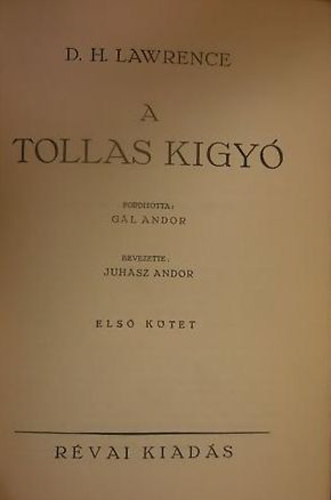 D. H. Lawrence - A tollas kígyó I-II.