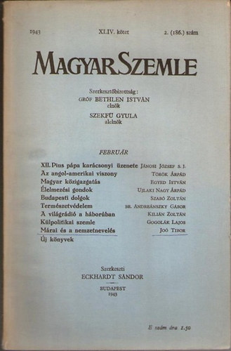 Magyar Szemle XLV. ktet 1943 Augusztus