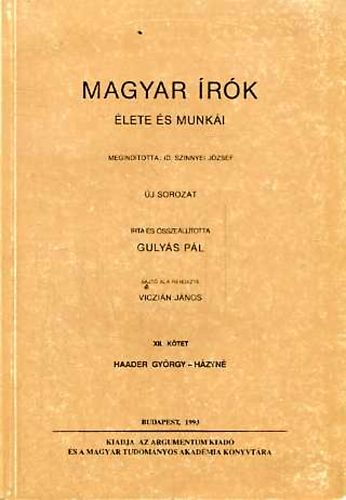 Magyar �r�k �lete �s munk�i XII. k�tet