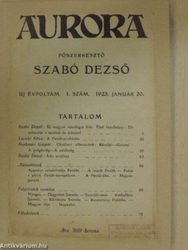 Aurora j vfolyam 1. szm 1923. janur 20