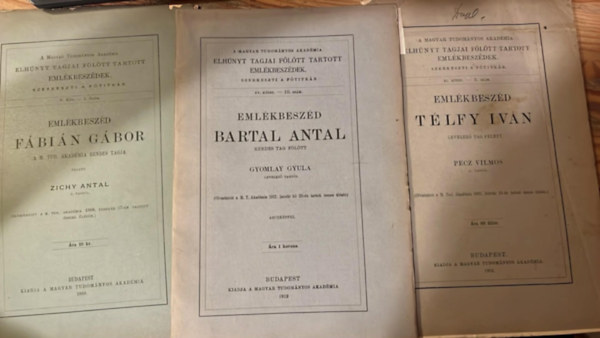 Eml�kbesz�d F�bi�n G�bor/ Bartal Antal/ T�lfy Iv�n felett