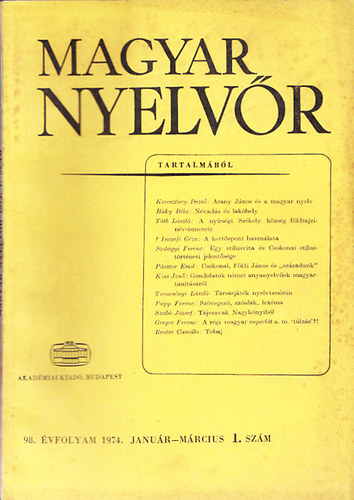 Magyar nyelvr 1974/1-4. szm (teljes vfolyam)