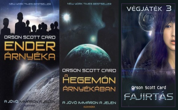 3 db Orson Scott Card sci-fi reg�ny: Ender �rny�ka - A j�v� imm�ron a jelen + A Hegem�n �rny�k�ban (�rny�k  sorozat 1., 2. r�sz) + Fajirt�s (V�gj�t�k 3.)