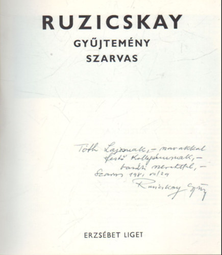 Ruzicskay gyjtemny Szarvas