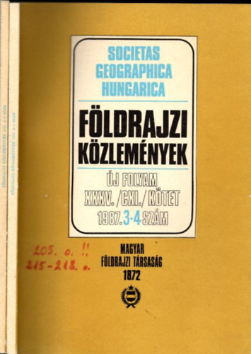 Fldrajzi kzlemnyek 1987/1-4. (Teljes vfolyam)