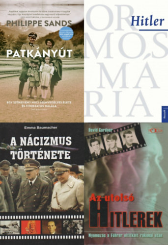 4 db k�nyv a n�cikr�l: Patk�ny�t - Egy sz�kev�ny n�ci szenved�lyes �lete �s titokzatos hal�la + Hitler + Az utols� Hitlerek - Nyomoz�s a F�hrer eltitkolt rokonai ut�n + A n�cizmus t�rt�nete
