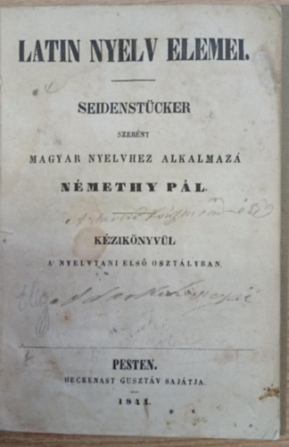 Latin nyelv elemei (1841)