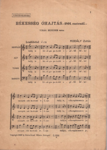 Békesség óhajtás . -1801. esztendő - vegyeskarra