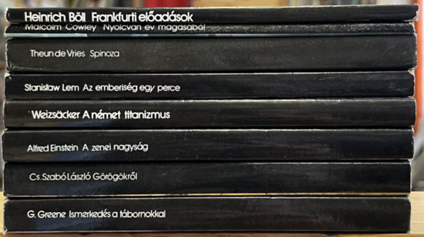 8 db Mrleg ktet: Frankfurti eladsok, Nyolcvan v magasbl, Spinoza, Az emberisg egy perce, A nmet titanizmus, A zenei nagysg, Grgkrl, Ismerkeds a tbornokkal