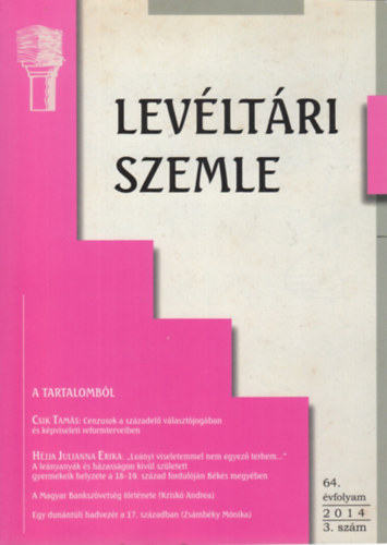Levltri szemle 2014 - 64. vfolyam/3. szm