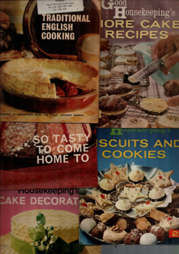 5 db szakcsfzet egyben: Cake Decorating, More Cake Recipes, Biscuits and Cookies, so Tasty to Come Home to, Traditional English Cooking.