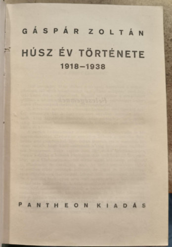 H�sz �v t�rt�nete 1918-1938