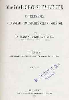 Magyar orvosi emlkek IV.