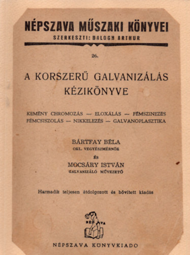 A korszer galvanizls kziknyve