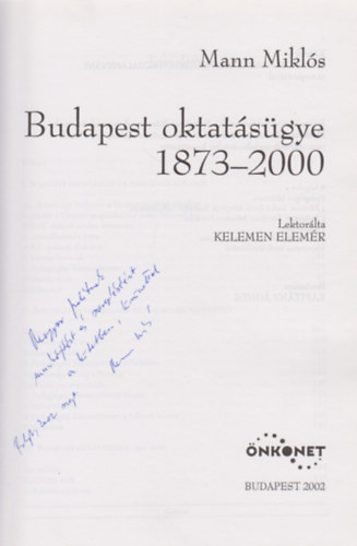 Budapest oktatsgye 1873-2000 (Dediklt)