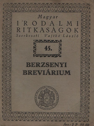 Berzsenyi brevirium (Magyar Irodalmi Ritkasgok 45.)