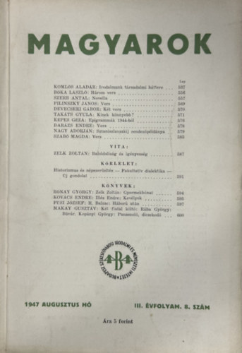 Magyarok - 1947 Augusztus - III. �vfolyam 8.sz�m
