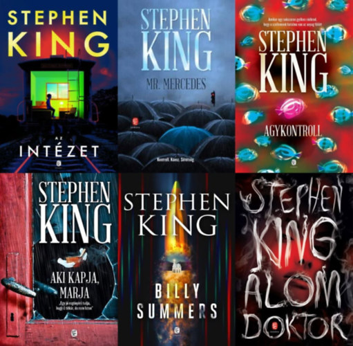 6 db Stephen King horror: lom doktor + Mr. Mercedes + Az Intzet + Aki kapja, marja + Agykontroll + Billy Summers (a Bill Hodges trilgia s 3 msik m)