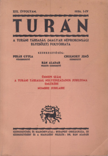 Tur�n 1936/I-IV. (egy f�zetben)- A Tur�ni T�rsas�g foly�irata