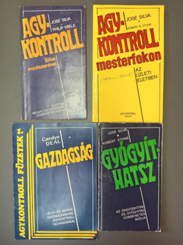 4 db Agykontroll knyv: Agykontroll Silva mdszervel + Agykontroll mesterfokon (nem csak) az zleti letben + Gazdagsg - Lelki- s anyagi gazdagsgunk agykontroll technikkkal + Gygythatsz - Az ngygyts s gygyts dbbene