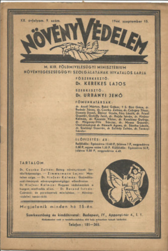 Nvnyvdelem XX. vfolyam 9. szm - 1944. szeptember 15.