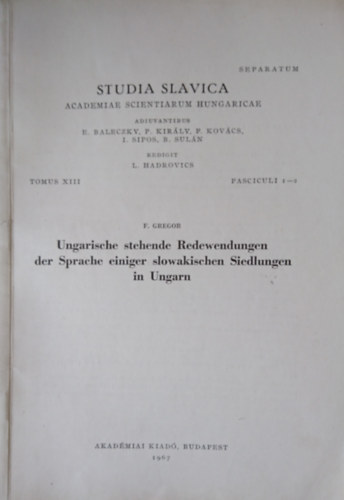 Ungarische stehende Redewendungen der Sprache einiger slowakischen Siedlungen in Ungarn