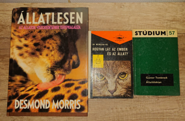 3 k�nyv az �llatok viselked�s�r�l: �llatl�lektan, Hogyan l�t az ember �s az �llat?, �llatlesen