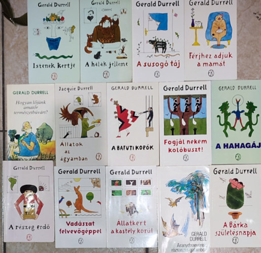 14db Gerald Durrell knyv - Aranydenevrek, rzsaszn galambok; llatkert a kastly krl; A brka szletsnapja; Vadszat felvevgppel; A rszeg erd; A hahagj; ...stb. (tbbi m cme a lersban olvashat)
