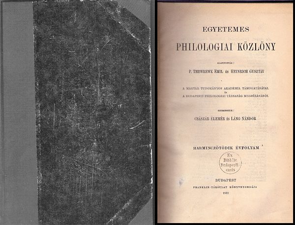 Egyetemes Philologiai Kzlny 1911