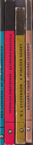 Friedrich Gerstacker, R. L. Stevenson, Barabs Tibor Max Lundgren - 4 db delfin knyv: Vgvri legenda + A kincses sziget + Az indin bosszja + Az aranynadrgos fi