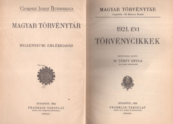 1921. vi trvnycikkek - Corpus Juris Hungarici